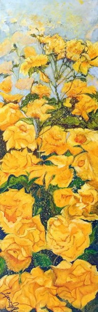 Fauzia Khan, Composition of Flowers 2, 14 x 47 Inches, Oil on Canvas, Floral Paintings, AC-FK-038